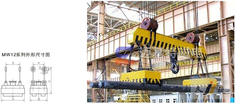 MW12系列、MW15系列吊運(yùn)捆扎螺紋鋼、圓鋼用起重電磁鐵